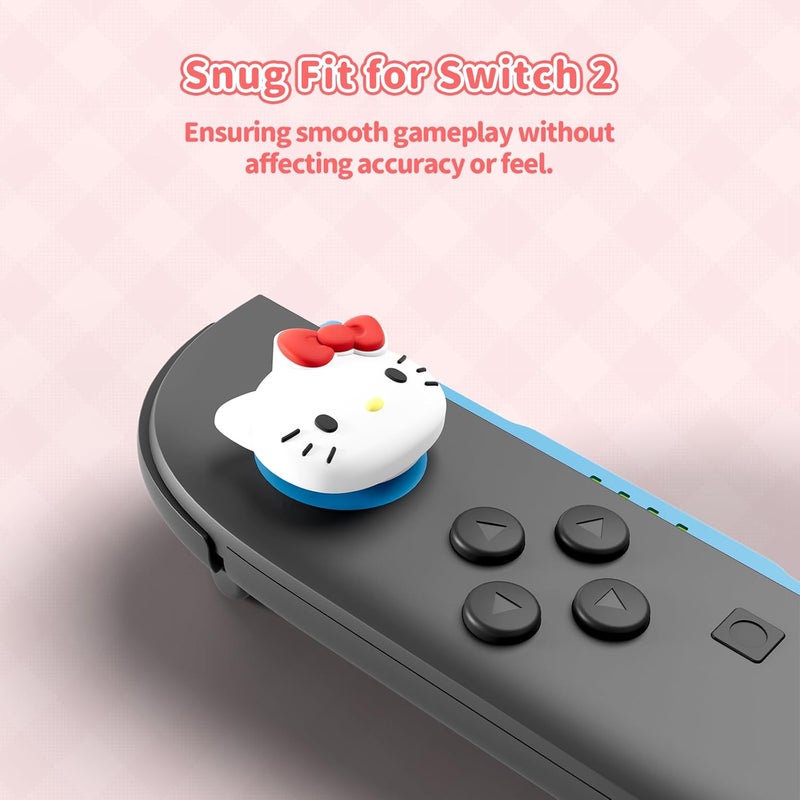 Kuitmor Silicone Joystick Caps Compatible with Switch 2, Anti-Slip Thumb Grip Caps for Switch 2025, 4pcs - Cute Cat - Image 3